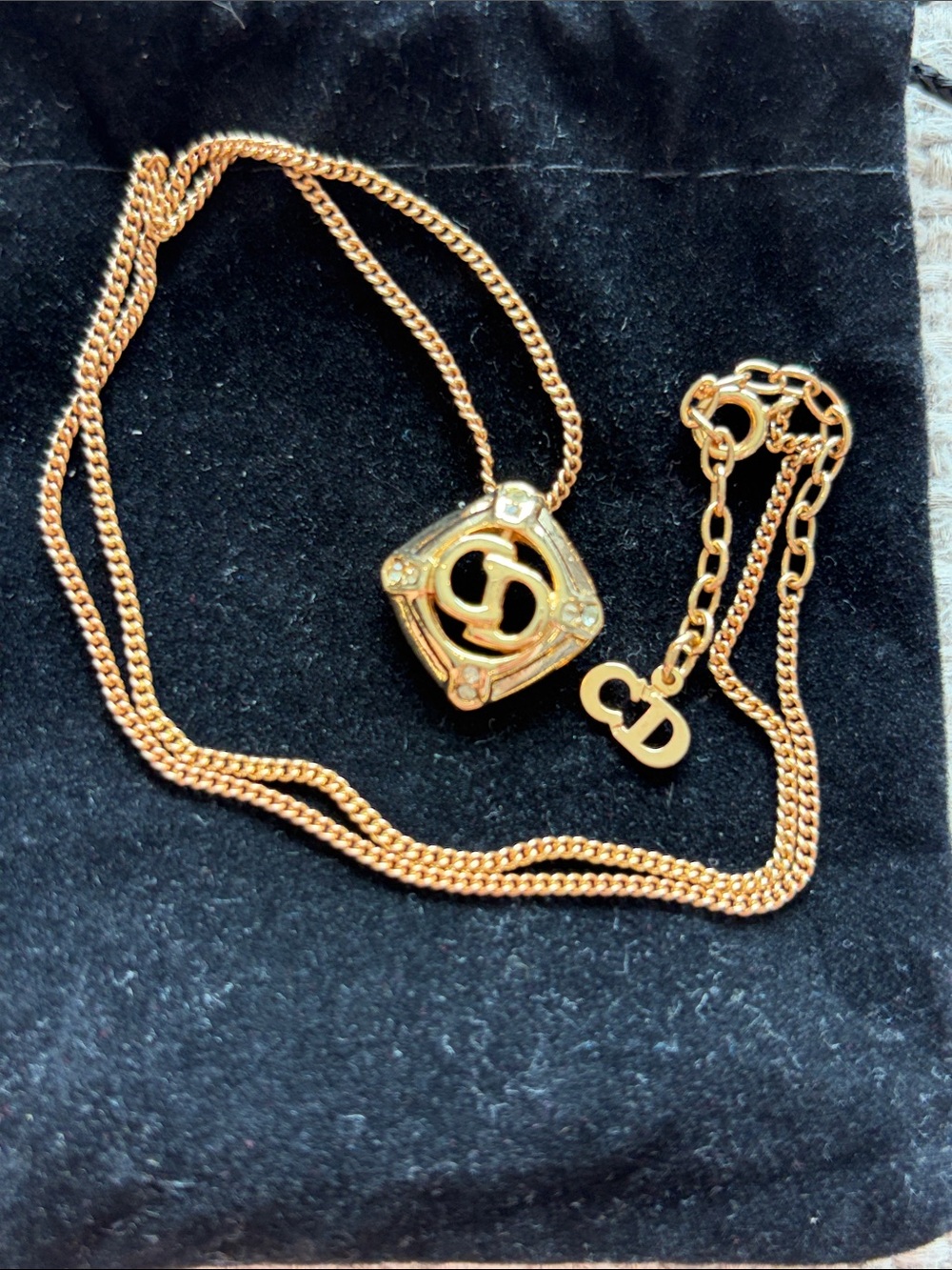 vintage Christian Dior cube pendant necklace